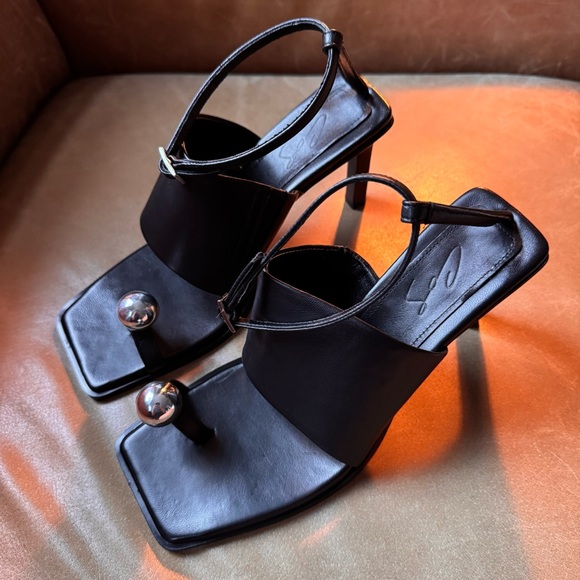 COS Atelier Sphere Heeled Sandals w Silver Accents 90s designer quiet luxury NWB - Picture 4 of 15